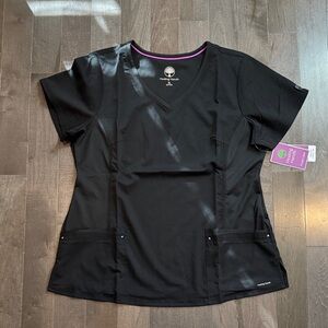 Black V-Neck Women's Scrub Top